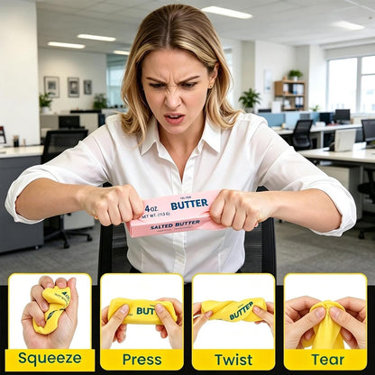 Butter Squishy Stress Relief Toys (2 Pack) - Slow Rising Realistic Fidget, Soft PU Sensory Squeeze for Anxiety Relief & Desk Accessories, Yellow and Pink