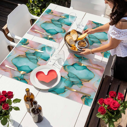 Pink Water Marble Placemat Set of 4 Non-Slip Placemats for Dining Table Abstract Art Washable Table Mats, Heat Resistant Kitchen Table Mats for Party, Dining Room & Home Decor