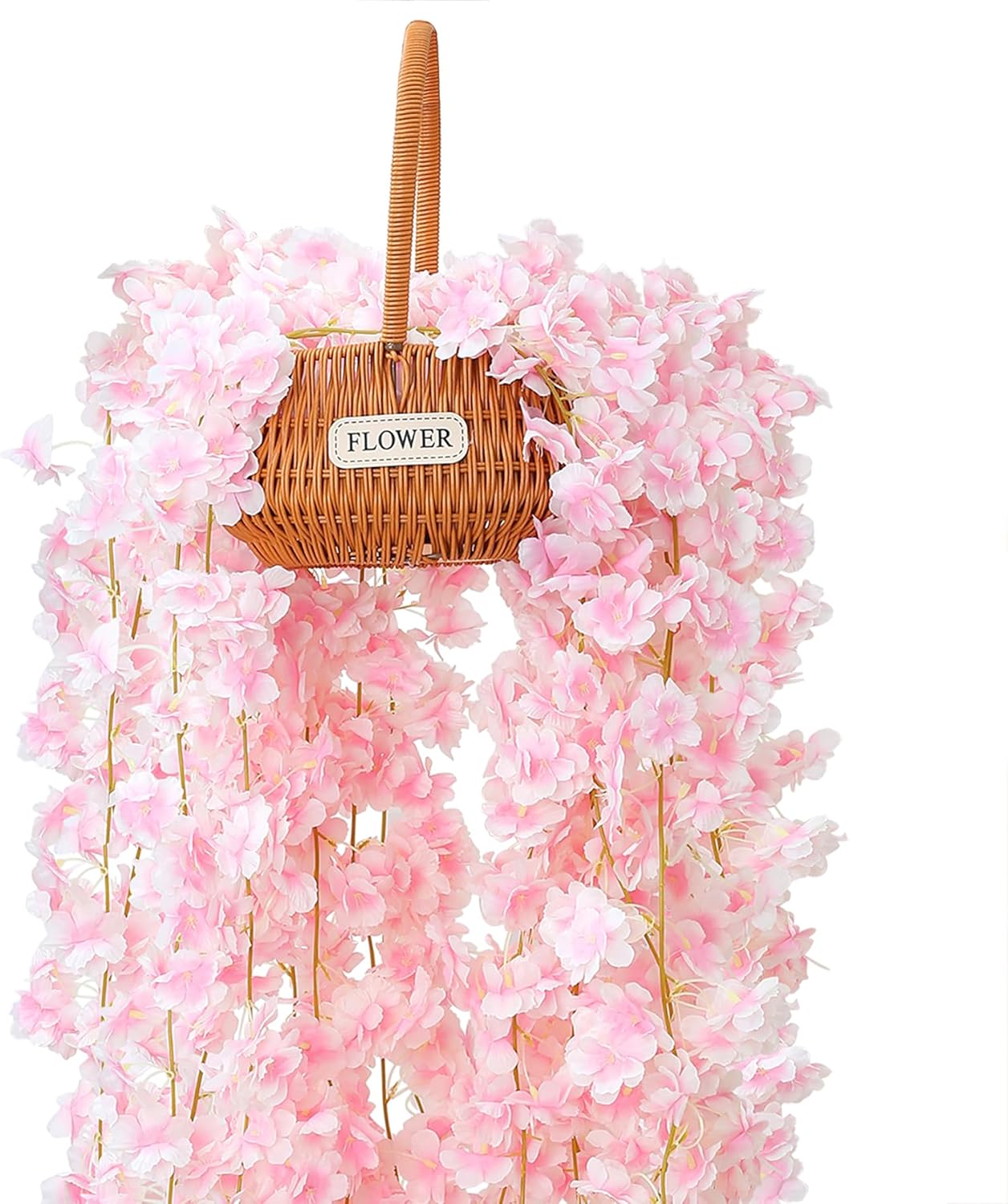 6PC 35.4FT Cherry Blossom Flowers Garland for Spring Decoration Artificial Pink Flower Garland Silk Sakura Vines Hanging for Wedding Party Valentine Japanese Home Decor