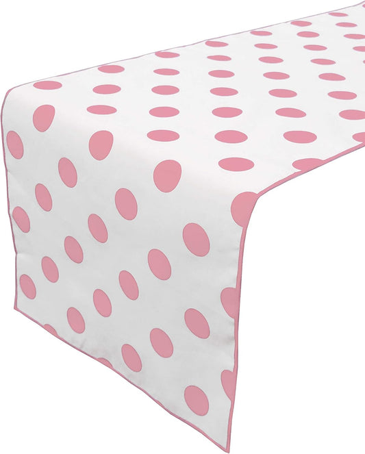 Classic Modern Simple Polka Dots Cotton Table Runner Home Table Decoration Wedding Parties Showers Events Holiday Décor (12" by 72", Pink/White)