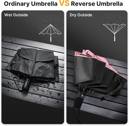 G4Free 46 Inch Inverted Umbrella Windproof Travel Umbrella for Rain & Sun | Black Coating UV Protection, Strong 8 Ribs, Auto Open/Close, Reverse Folding Umbrella with Non-Slip Grip, Fits Car & Backpack