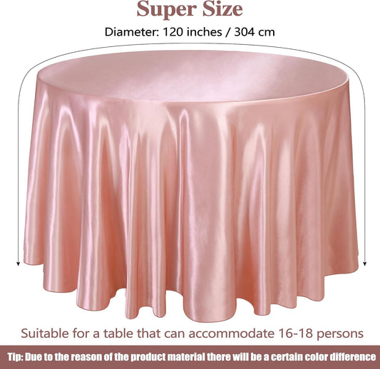 Ruisita 120 Inches Round Satin Tablecloths Rose Gold Overlay Round Satin Table Cover Bright Silk Tablecloth Smooth Fabric Tablecloth for Wedding Banquet Table Decoration