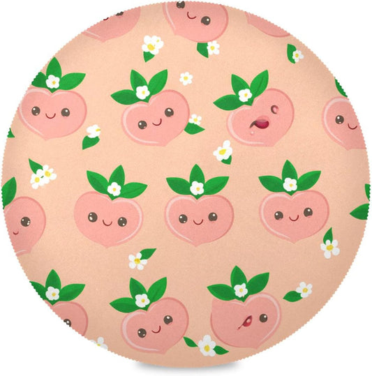 Round Placemats Set of 4 Cute Peach Washable Non-Slip Heat Resistant Place Mats, 15.4” Dining Table Place Mats for Kitchen Holiday Party Decoration