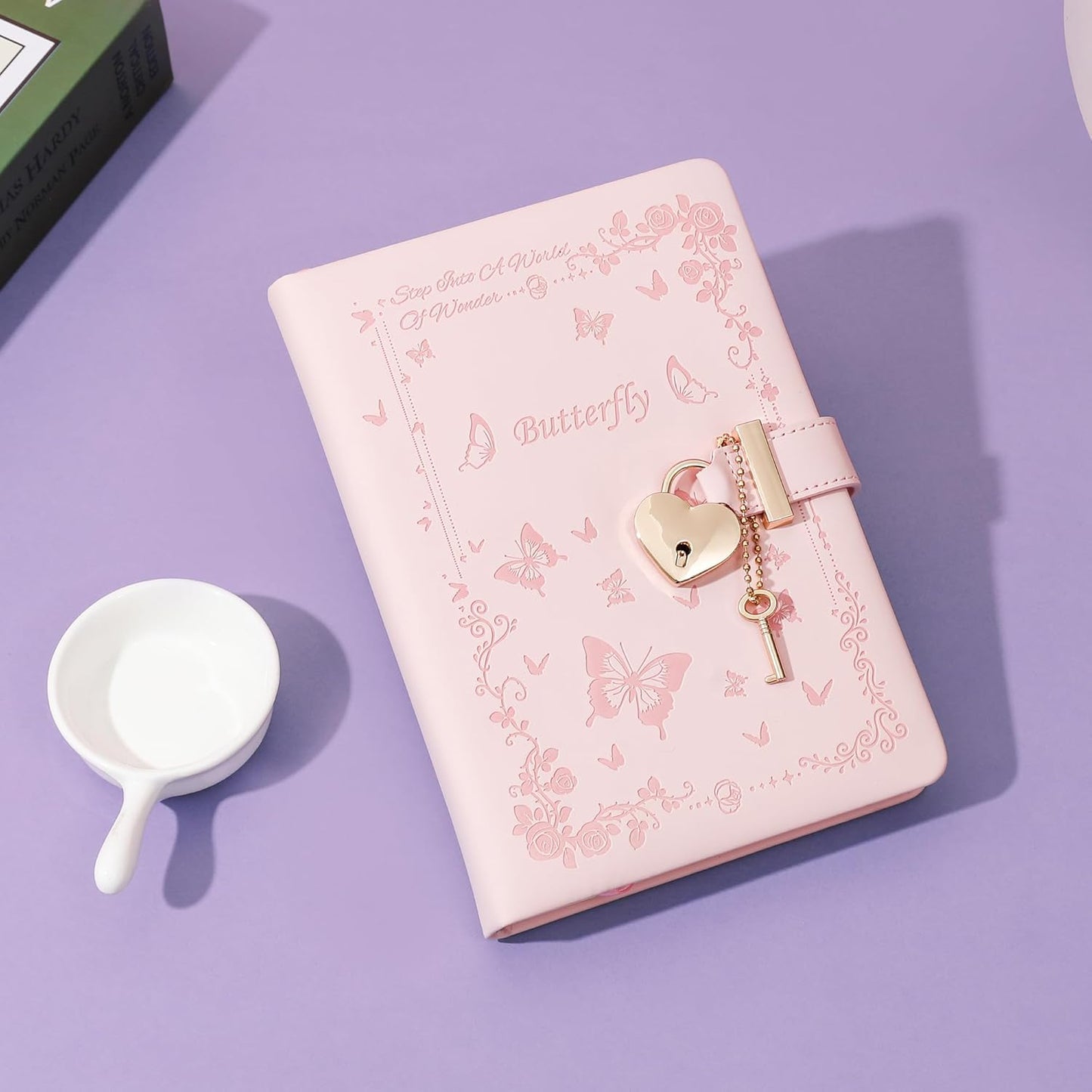 Diary with Lock and Key for Girls Ages 8-12 Journal with Lock for Teen Girls 288 Pages Heart-Shaped Locked Journal for Women, Pink