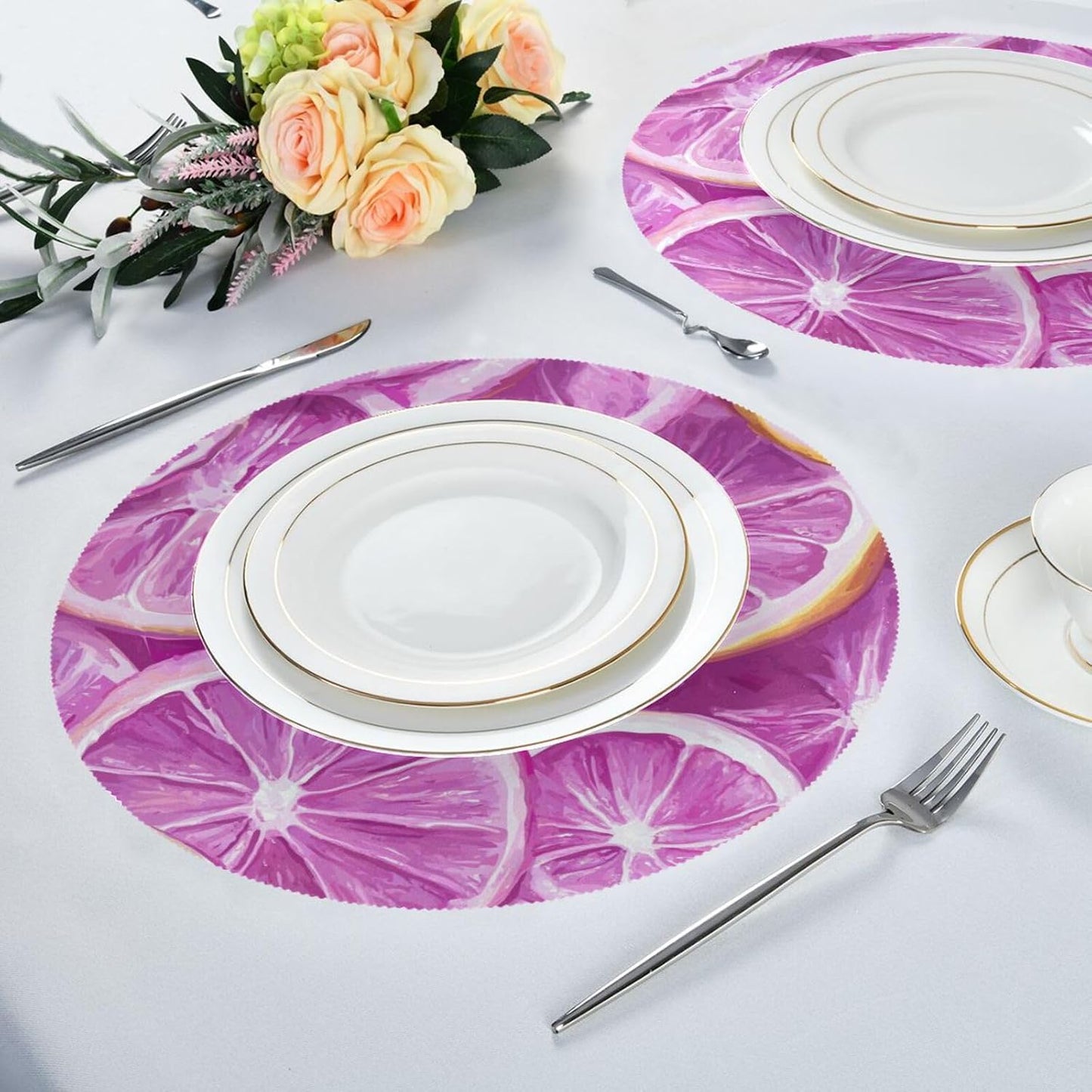 Lemons Baby Peach Seamless Picture Seamless Pattern_2 placemats for a Round Table Reusable Place mats Machine Washable placemats Linen placemats for Dining Table Waterproof Place mat Autumn