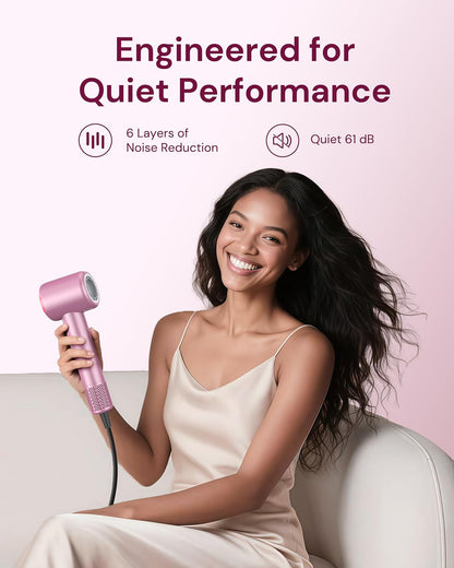Hair Dryer Blow Dryer with Diffuser for Curly Hair, 110000 RPM Professional High Speed Ionic Hairdryer for Frizz Control, Ultra-Fast Drying, 6.5 ft ALCI Cord, Low Noise, Magnetic Attachments