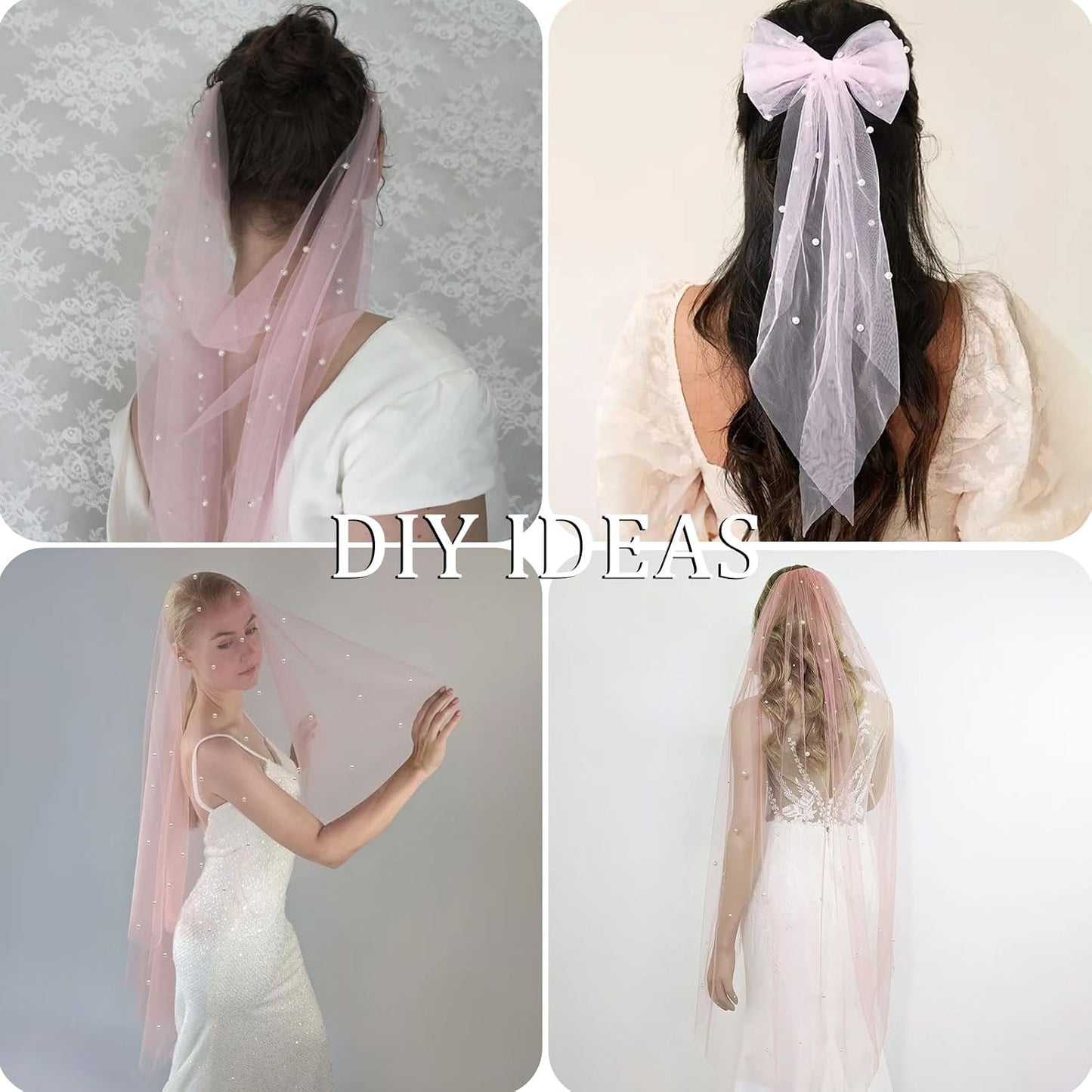 10 ft Pink Pearl Table Runner Tulle Fabric Lace Table Runners for Bridal Shower Birthday Party Wedding Arch Veil Dessert Table Decorations