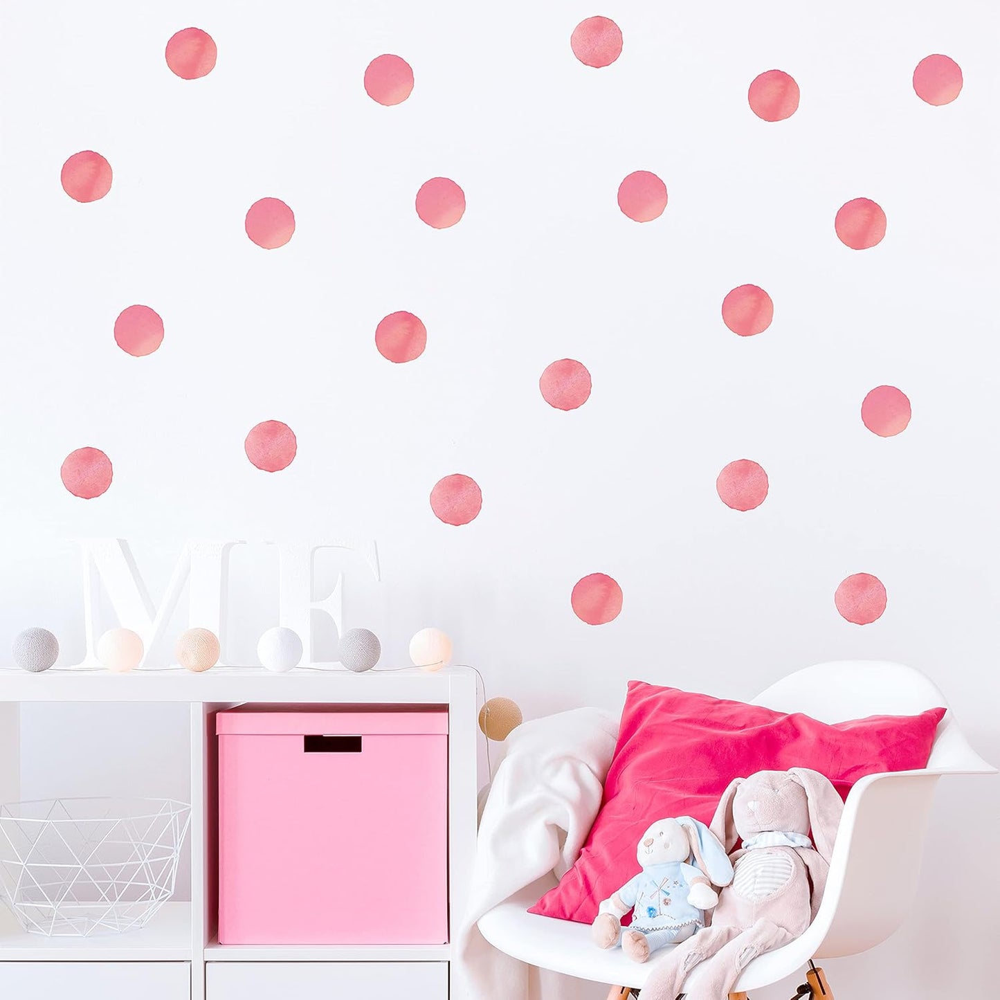 ROFARSO 120 Decals 2.2'' Pink Polka Dots Wall Decals Stickers DIY Removable Peel & Stick Wall Art Decorations Home Decor for Nursery Bedroom Living Room Playing Room