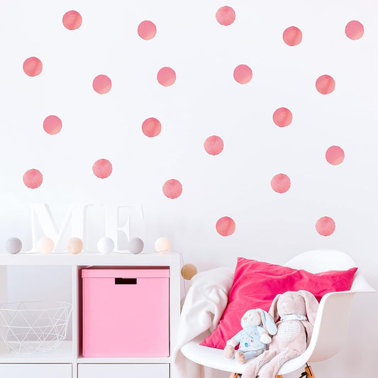 ROFARSO 120 Decals 2.2'' Pink Polka Dots Wall Decals Stickers DIY Removable Peel & Stick Wall Art Decorations Home Decor for Nursery Bedroom Living Room Playing Room