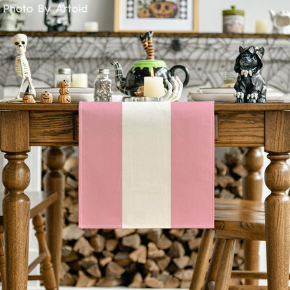 Artoid Mode Pink White Stripes 2026 New Year Christmas Table Runner, Winter Classic Modern Party Kitchen Dining Table Decoration for Home Party Decor 13x72 Inch