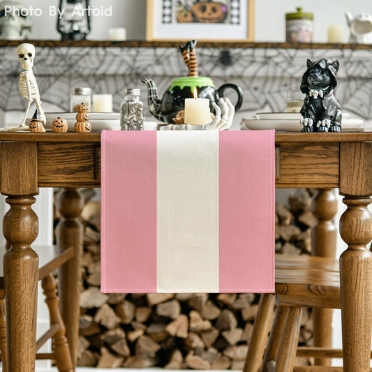 Artoid Mode Pink White Stripes 2026 New Year Christmas Table Runner, Winter Classic Modern Party Kitchen Dining Table Decoration for Home Party Decor 13x72 Inch
