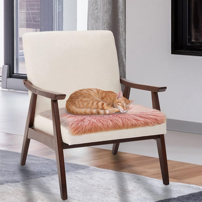 Softlife Pink Faux Fur Sheepskin Chair Cover Seat Cushion Pad Super Soft Area Rugs for Living Bedroom Sofa Dorm (1.6ft x 1.6ft)