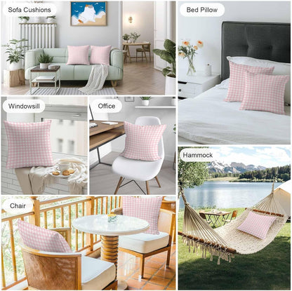 Outdoor Pillow Cover Buffalo Check 2 PCS Waterproof Throw Pillow Covers Pink Plaid Checkered Decorative Pillowcases for Couch Patio Funiture Garden Porch 16 x 16 Inches