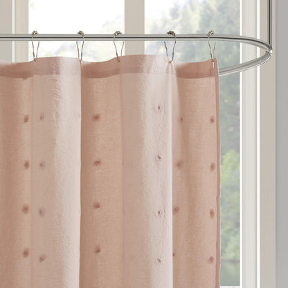 Urban Habitat UH70-2242 Brooklyn Cotton Fabric Shower Curtain Jacquard Pom Machine Washable Shabby Chic Modern Home Bathroom Décor Bathtub Privacy Screen, 70" x 72", Pink
