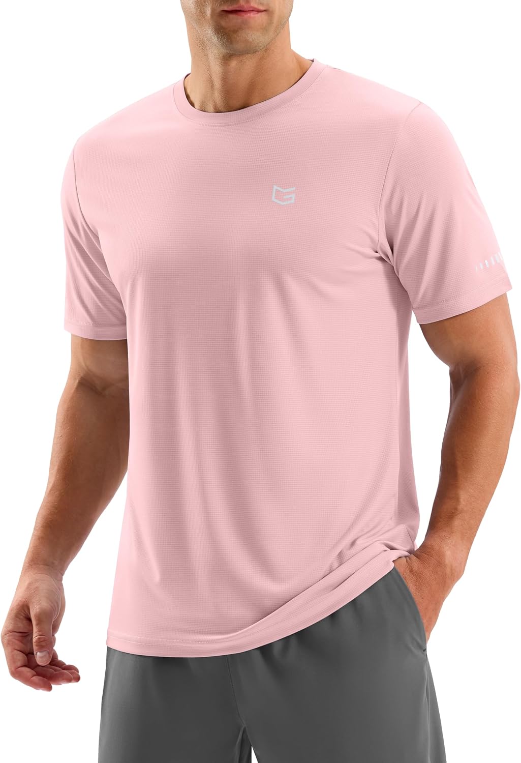 Men's Workout Breathable Grid T-Shirts Dry Fit UPF 50+ Sun Shirts Lightweight Cooling Tee for Athletic, Running, Hiking