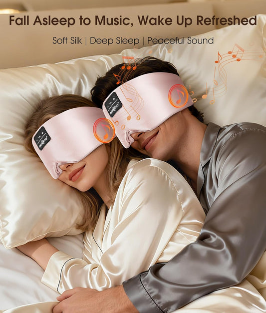 MUSICOZY 3D Silk Bluetooth Sleep Mask Headphones, Mulberry Silk Eye Mask with Ultra-Thin Wireless Speakers, Bluetooth 5.4 Sleeping Headphones for Side Sleepers, Music Sleep Mask Gifts for Men Women