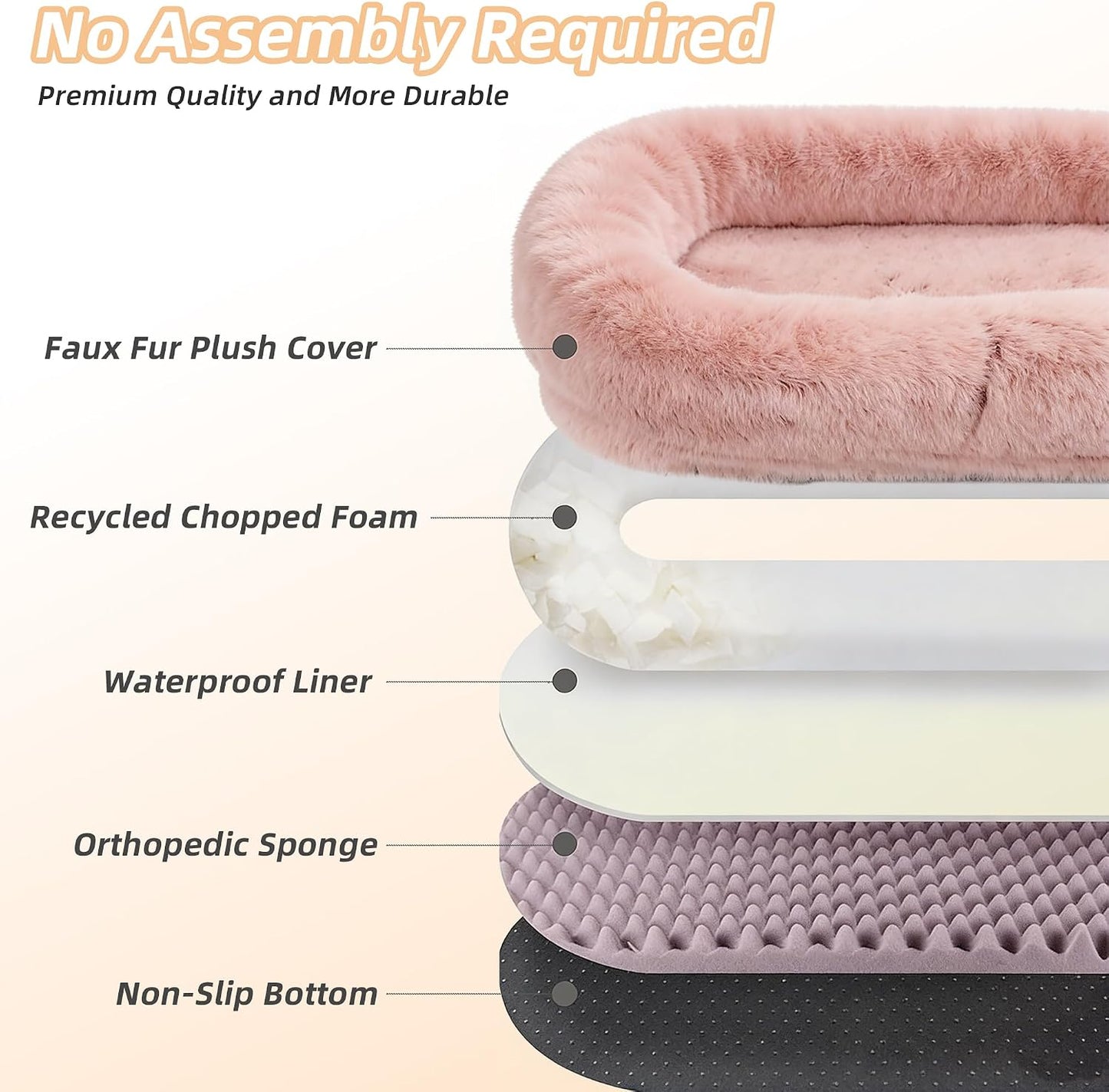 Human Dog Bed with Pillow & Blanket - 71 × 45 × 12 Inch Oversized Pet Bed for Large Dogs, Leak-Resistant Washable Dog Couch Bed for People and Dogs to Share, Soft Long Plush Lounge Pet Sofa Pink.