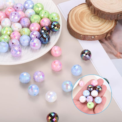 PATIKIL Disco Ball Beads, 50 Pcs 16mm Reflective Round Acrylic Mirror Ball Charm for Decoration DJ Party Crafts Bracelet Jewelry Making, Pink