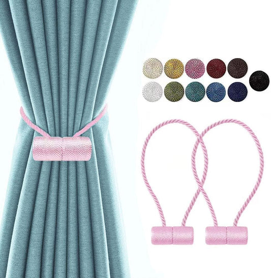 Magnetic Curtain Tiebacks Drapery Window Treament Holdbacks VS Strong Magnet Modern 16 Inch Modern Outdoor Elegant Decorative Holders Tie Back for Drapes (2PACK Pink)
