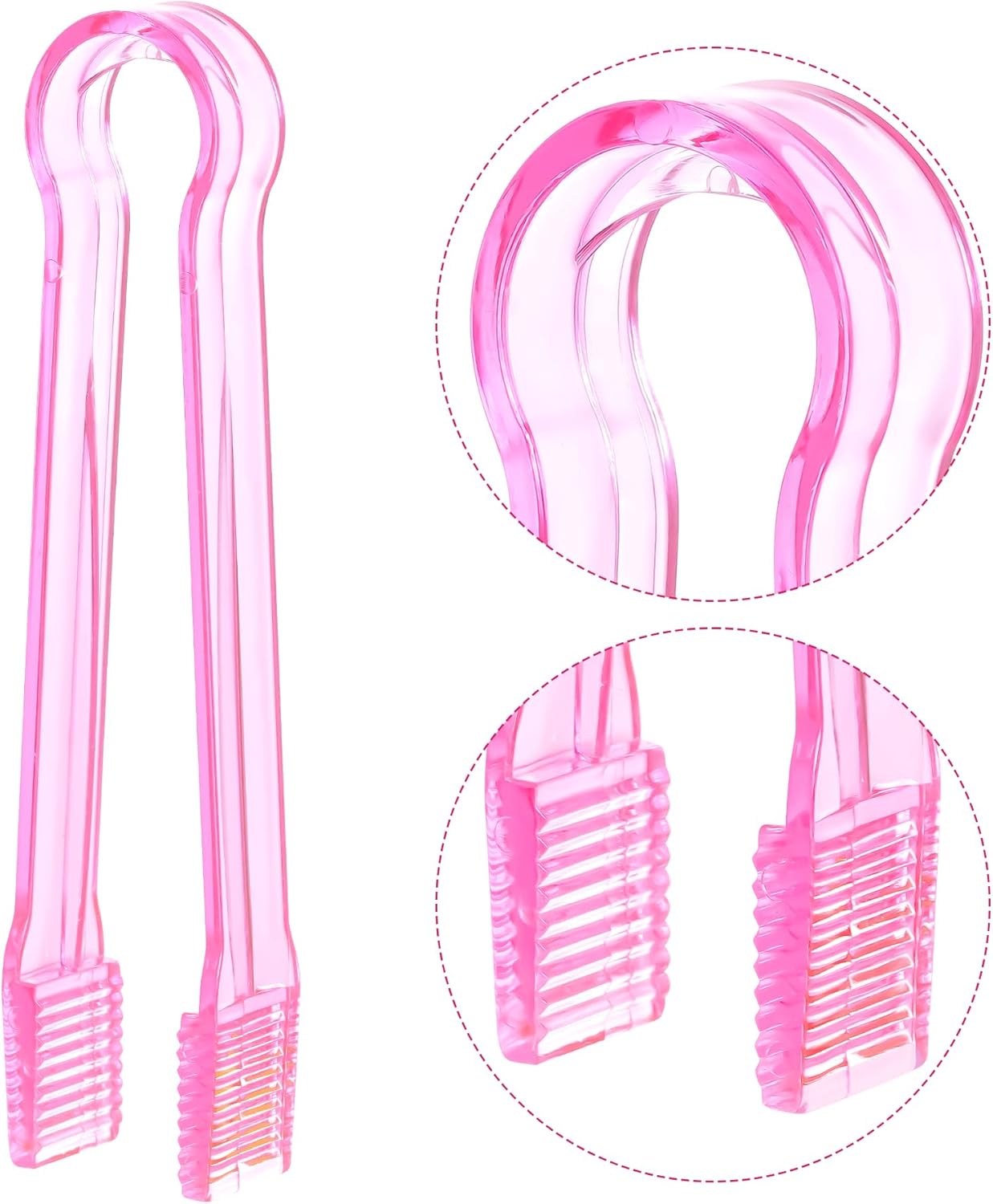 10 Pcs Plastic Buffet Serving Tongs, Clear Pink Kitchen Tongs Mini Serving Utensil Tongs for Food Ice Salad Buffet Barbecue Cookies, 6.3 Inches