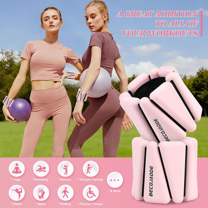 BECOJADDE Ankle Weights Set of 2 (1 lb/2 lb/3 lb Each) Adjustable Wrist Weights for Women Men Wearable Arm Leg Weight for Pilates, Running, Walking, Workout, Yoga