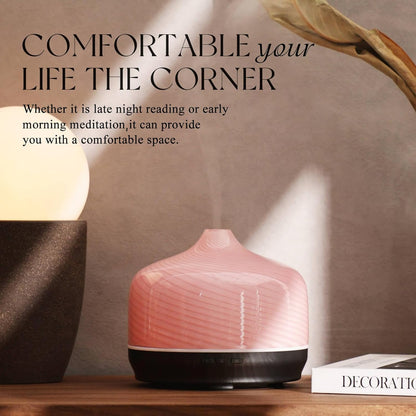 Porseme 500ml Glass Essential Oil Diffuser Aromatherapy Ultrasonic Cool Mist Humidifier 15-21 Running Hours Waterless Auto-Off Air Diffusers for Sleeping Yoga Working Spa(Pure Pink)