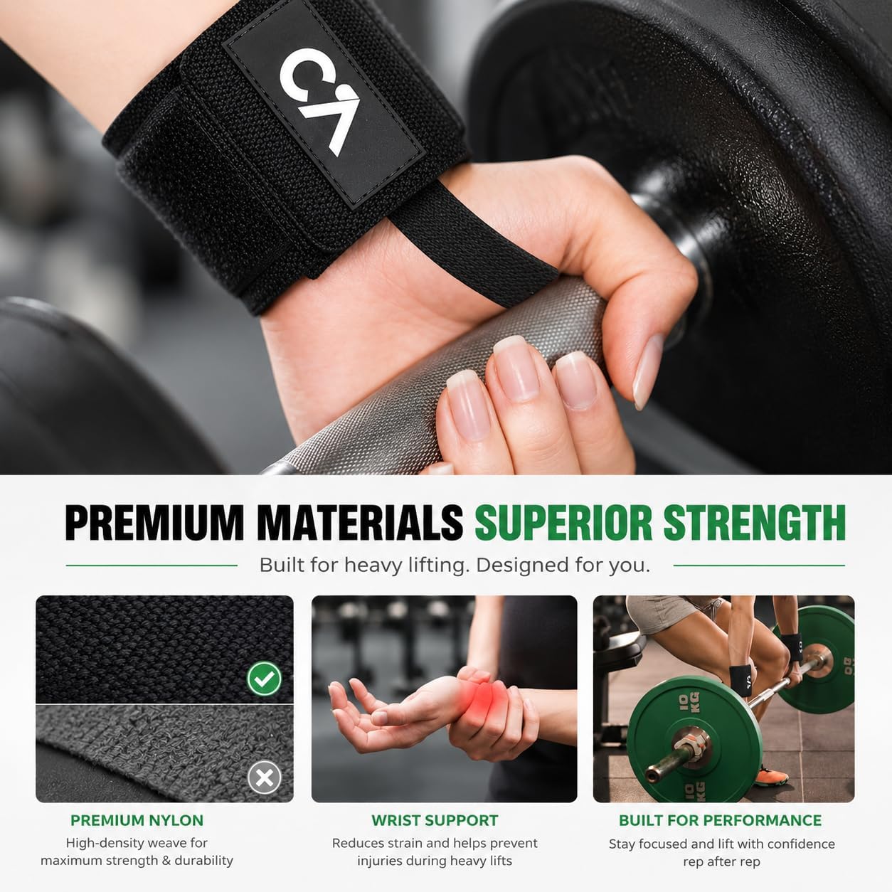 Wrist Wraps for Weightlifting, 18” Adjustable Elastic Wrist Support with Thumb Loop, Cute Pastel Gym Wraps for Small Wrists, Bench Press, Powerlifting & Strength Training