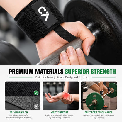 Wrist Wraps for Weightlifting, 18” Adjustable Elastic Wrist Support with Thumb Loop, Cute Pastel Gym Wraps for Small Wrists, Bench Press, Powerlifting & Strength Training