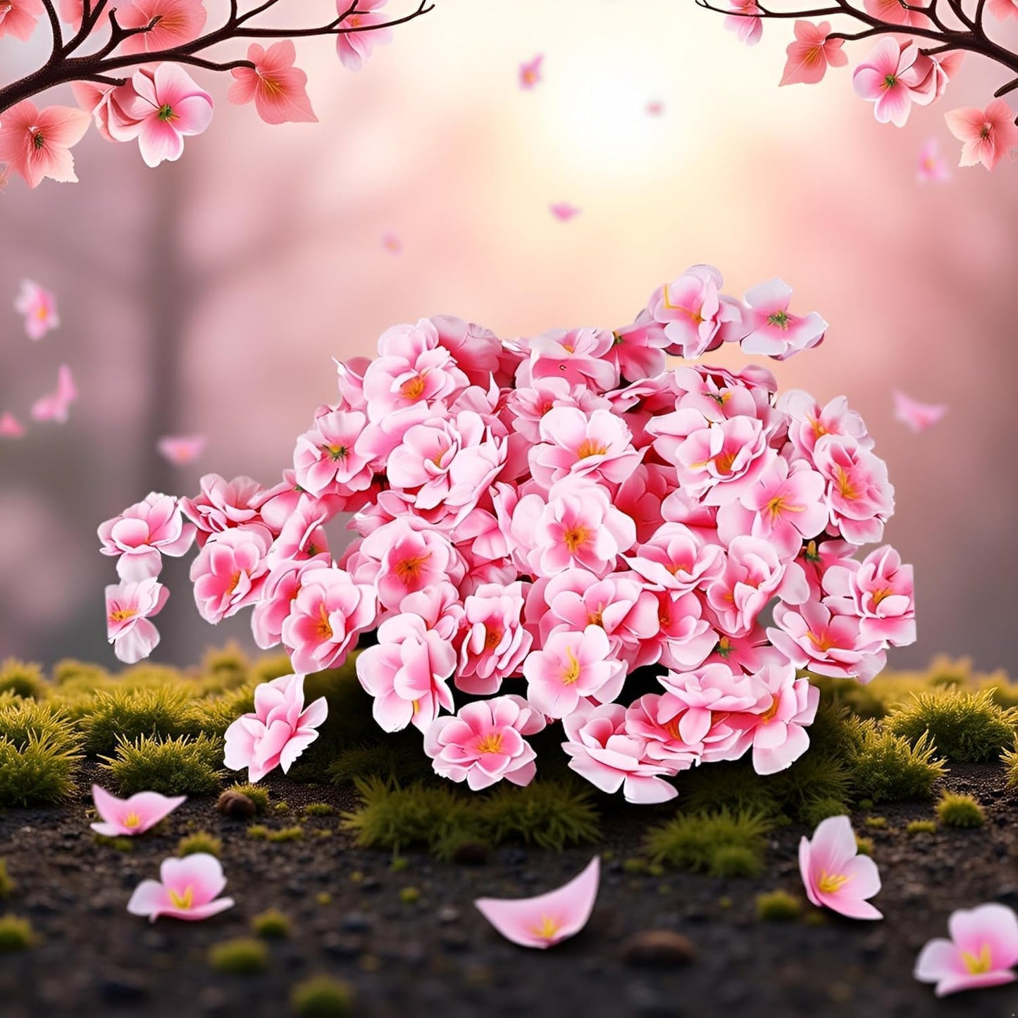 100 Pcs Pink Artificial Cherry Blossoms Heads Silk Peach Flowers Faux Flower Heads Fake Small Flowers Floral Decors Party Decoration Artificial for DIY Home Wedding Crafts Decoration