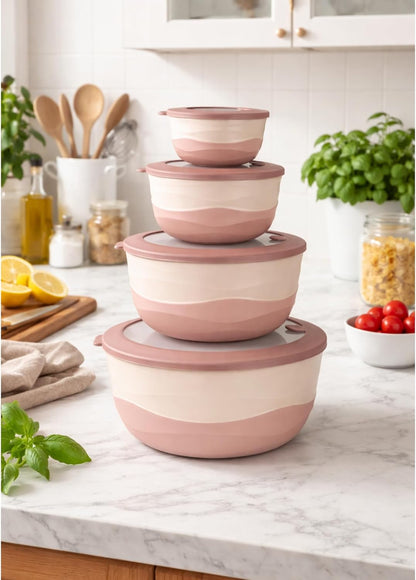 Pera Mixing Bowls with Lids, 8-Piece Airtight Leak-Proof Nesting BPA-Free Bowl Set for Kitchen & Food Storage, Large 4200ml Capacity, Microwave & Dishwasher Safe