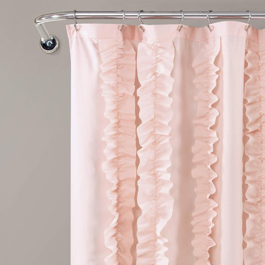 Lush Decor Belle Shower Curtain Single 72" W x 72" L Blush - Fabric Shower Curtains for Bathroom - Pink Bathroom Curtain - Coquette Decor