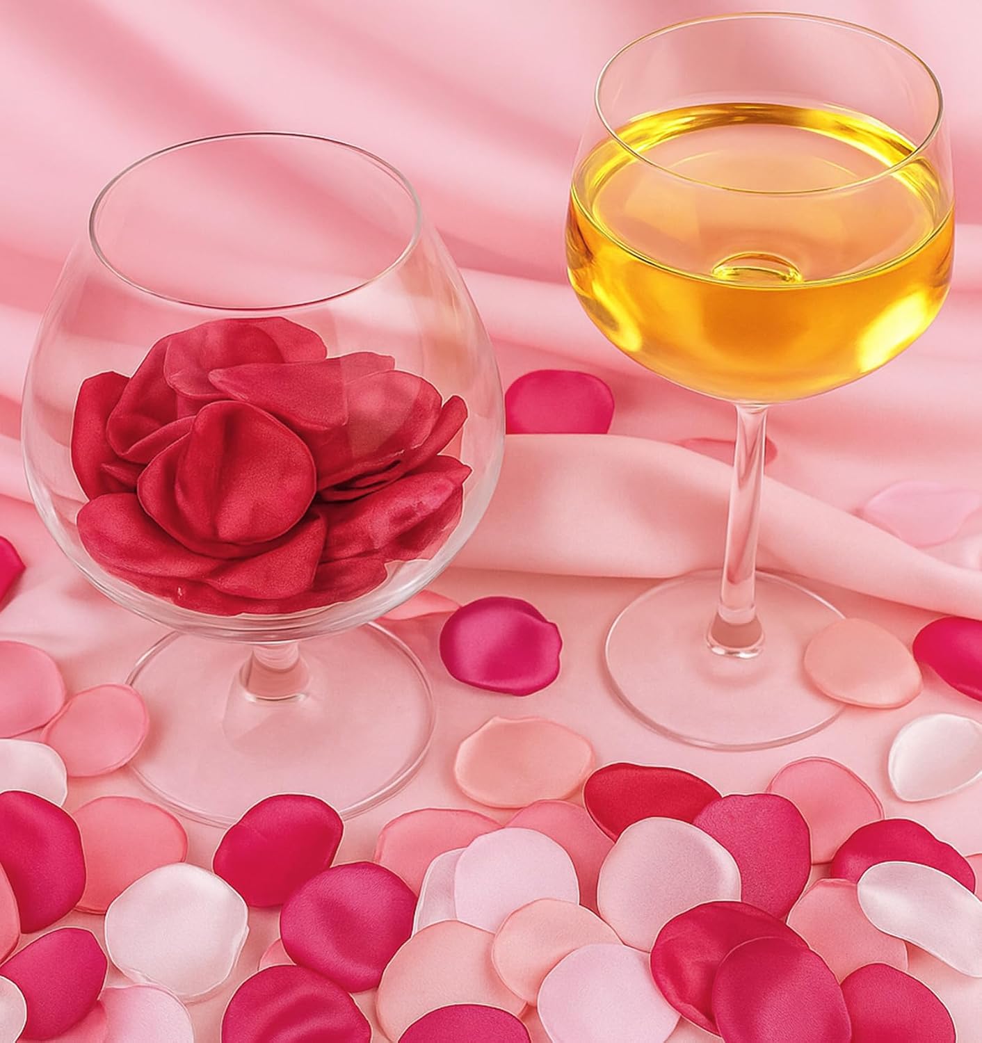 Pink Rose Petals, 200Pcs Artificial Fake Rose Petals for Weddings Bridal Shower Romantic Night Aisle Reception Table Centerpieces Decor, Pink