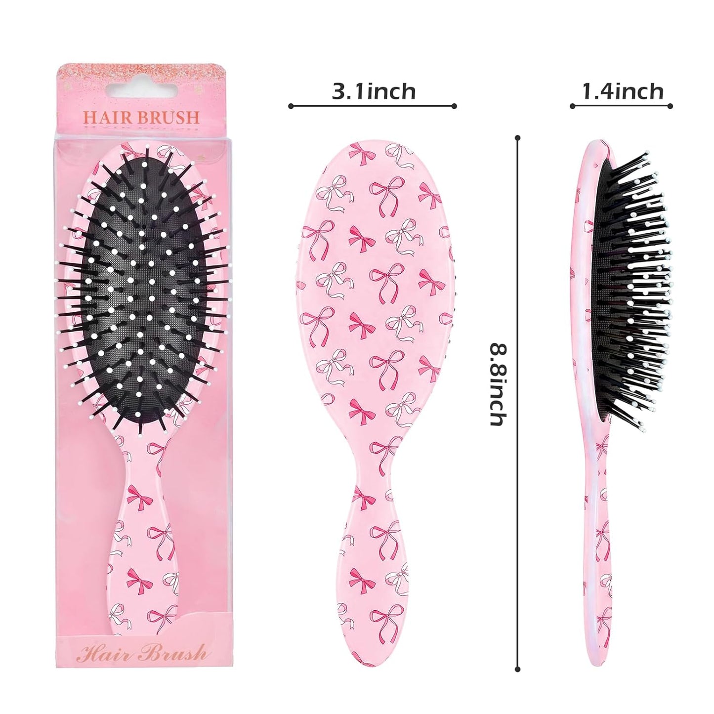 Girls Hair Brush for Women, Hair Brushes Girls Brush Pink Bow Detangling Brush for Curly Hair Pain-Free Girl Hairbrush Kids