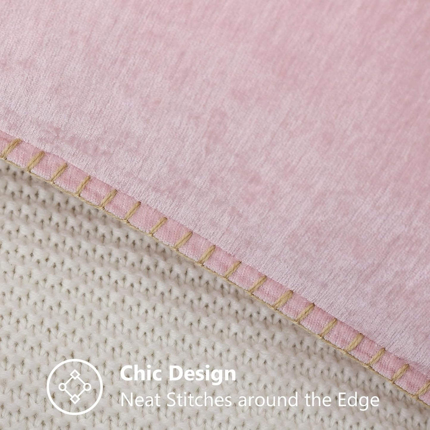 decorUhome Summer Chenille Soft Cozy Throw Pillow Covers 18x18 Set of 2, Modern Farmhouse Boho Velvet Decorative Pillow Cases with Stitched Edge for Couch Sofa Bed Home Decor, Blush Pink