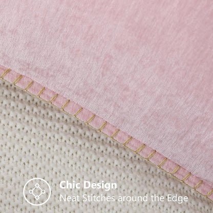decorUhome Summer Chenille Soft Cozy Throw Pillow Covers 18x18 Set of 2, Modern Farmhouse Boho Velvet Decorative Pillow Cases with Stitched Edge for Couch Sofa Bed Home Decor, Blush Pink