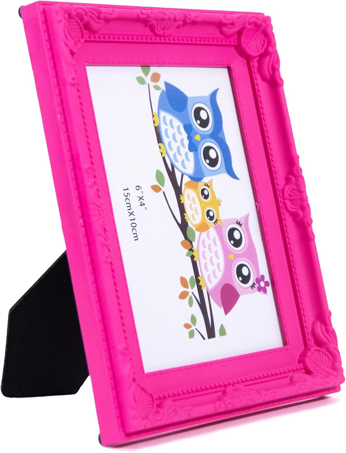 Picture Frame, 6x4 Inches, Ornate Border Design, Wall Mounted and table (Pink)
