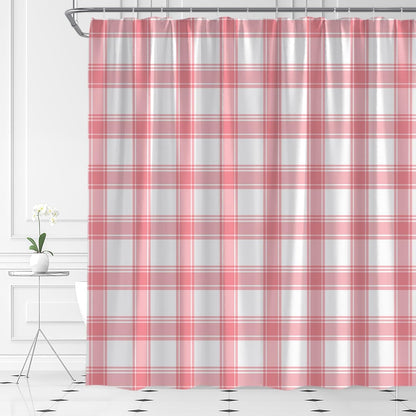 Pink Plaid Shower Curtain Checkered Geometric Buffalo Check Rustic Farmhouse Fabric Bathroom Decor(72''Wx72''L)