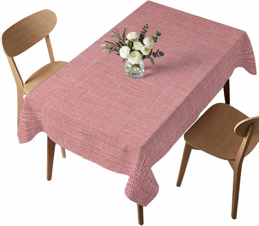 Rectangle Tablecloth,Vintage Pink Waterproof Oil-Proof Table Cloth Kitchen Dining Tables Cover for Indoor Outdoor Wedding Holiday Party Decor,Farm Retro Linen