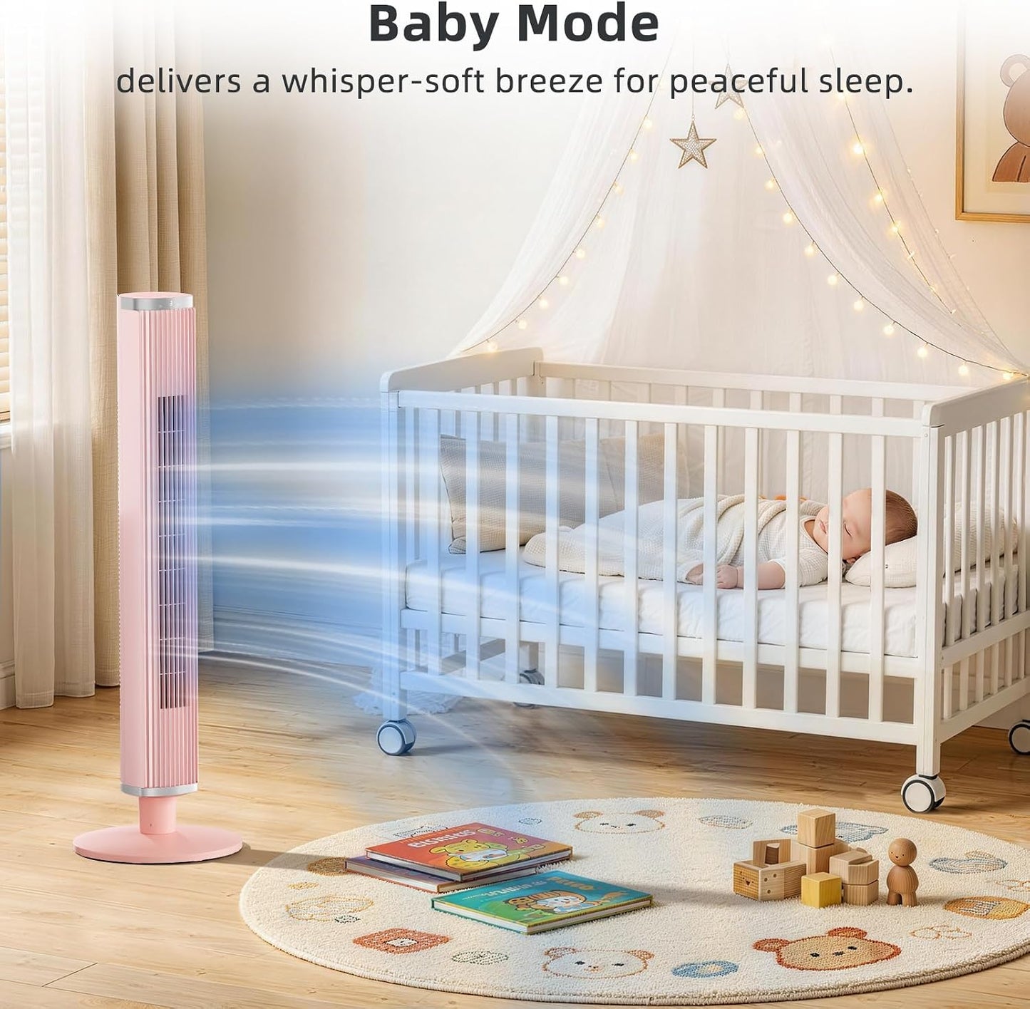 COWSAR Bladeless Tower Fan for Bedroom, Quiet Oscillating Floor Fan with Remote, 6 Speeds 4 Modes 24H Timer, 60° Oscillation Standing Fan for Home Office Indoor, 41-Inch Pink