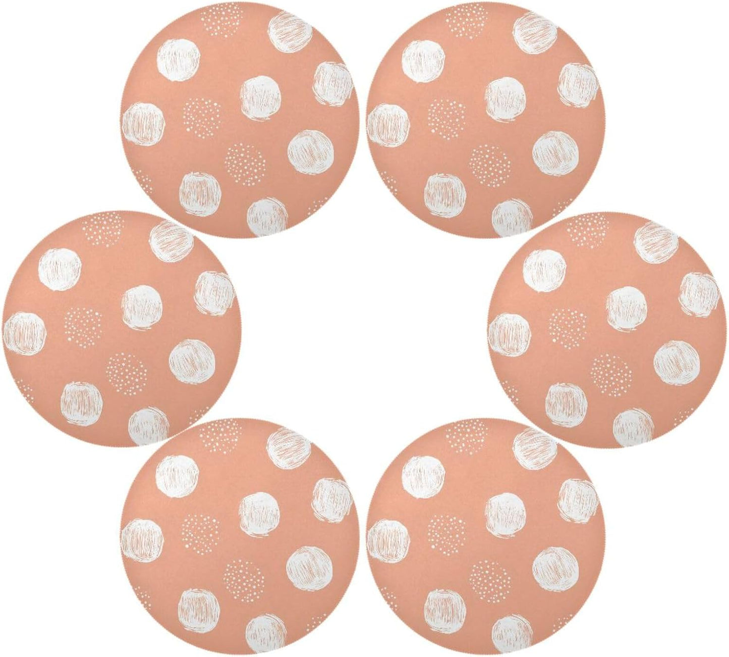 Placemats Set of 4 Peach Dot Design Round Table Mats for Kitchen and Dining Washable Place Mats Heat Resistant Table Decoration 15.4 inch