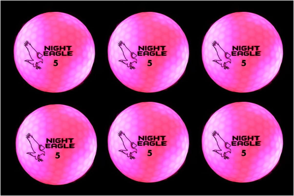 Night Eagle CV LED Golf Balls - Light Activated - No Timer - 6 Pack (Pink)