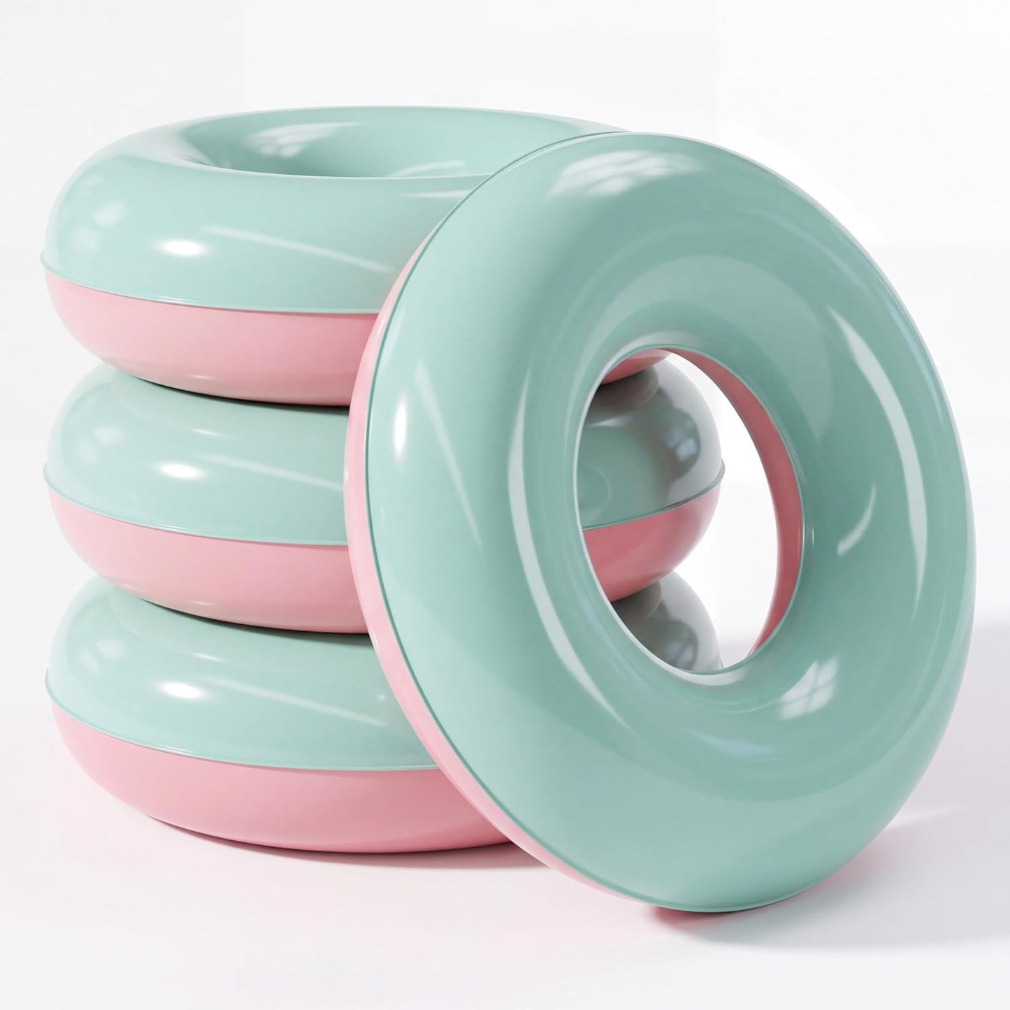 4 Pcs Inflatable Pool Floats for Adults Pastel Inner Tubes Macaron Pool Rings Floaties for Birthday Beach Swimming Shower Bachelorette Party Decorations(Green,Pink,28'')
