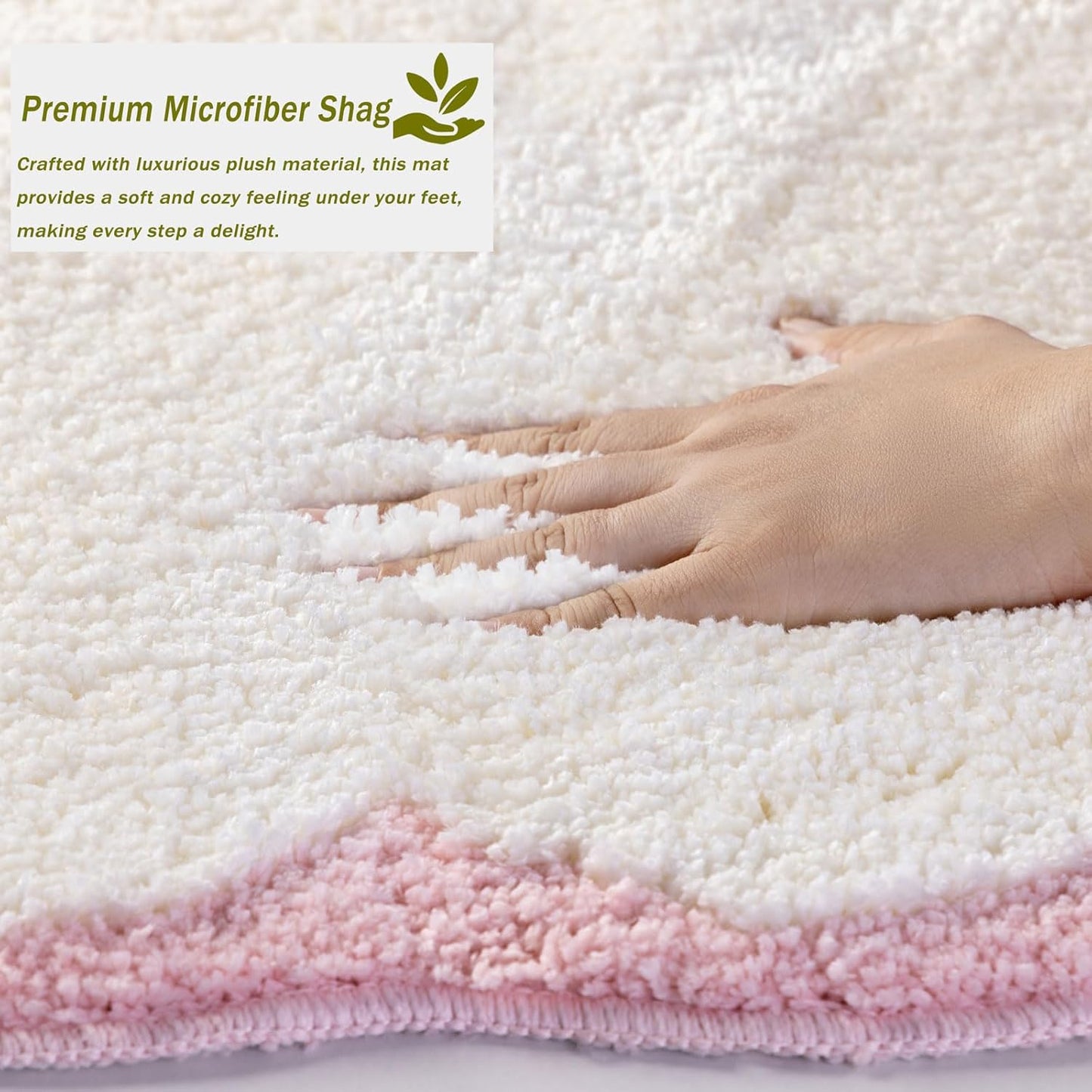 Urltmaji Scalloped Bathroom Rugs Sets 3 Piece, Non-Slip Cute Bath Mat with U-Shaped Contour Quick Dry Absorbent Plush Microfiber Pink Toilet Mats Fun Machine Washable Bath Rug for Sink Tub Shower