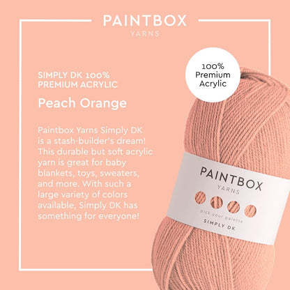 Paintbox Yarns Simply DK - Acrylic Yarn -302yds (276m)/100g (3.53oz) - Peach Orange Knitting Wool for Crochet – Soft & Durable - Light Worsted - Knit Yarn for Blankets Toys, Clothes