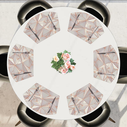 Rose Gold Marble Wedge Placemats Set of 6 Heat Resistant 6 Wedge Place Mat Wipeable Washable Plastic PVC Dinner Table Mats for Indoor Kitchen Party Dining Table