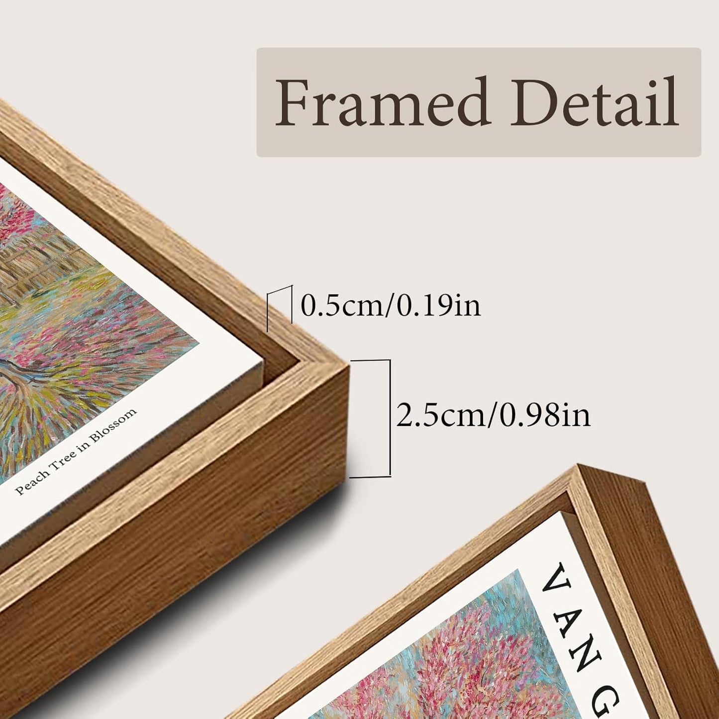 LARAGE Van Gogh Framed canvas Wall Art,Peach Tree in Blossom Botanical Impressionist Artwork,Classic Art Reproductions for Living Room Bedroom Home Decor-12x16 Inch