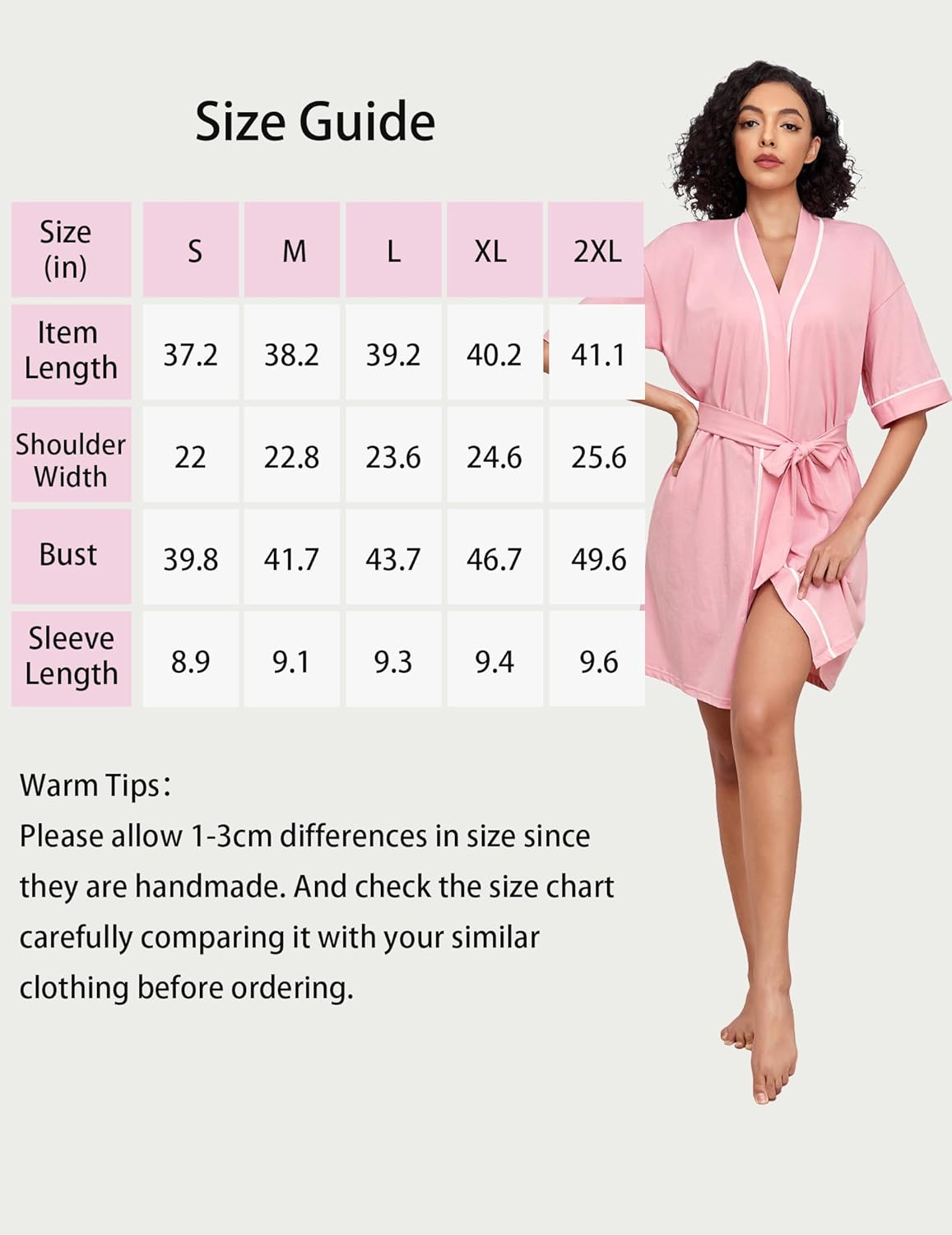 Women's 100% Cotton Robes Summer Lightweight Bathrobe Short Kimono Robe for Women Soft Loungewear with Pockets