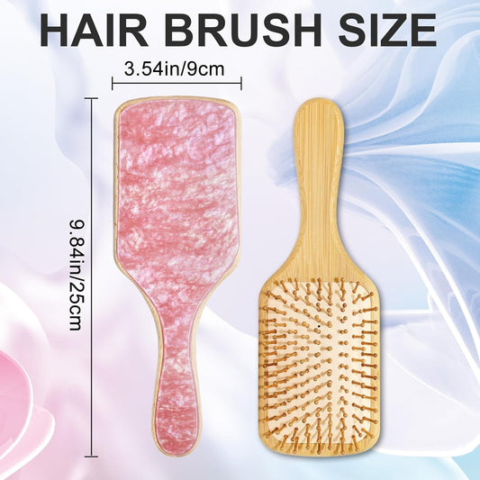 Bamboo Hair Brush Natural Wooden Paddle Bristles Hair Brush for Hair Growth for All Hair Types for Women Men and Kids
