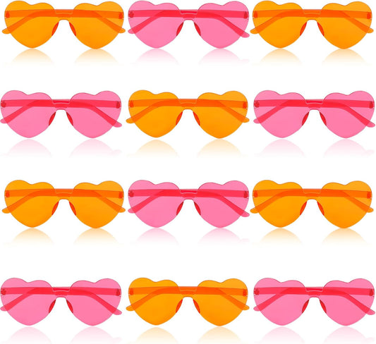12 Pcs Pink Orange Party Sunglasses Bulk Bachelorette Sunglasses Plastic Orange Pink Summer Decorations for Women