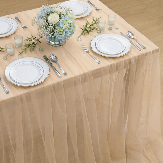 Horaldaily Peach Gauze Table Cloth 60×84 Inch Rectangular, Gauze Cheese Tablecloth, Boho Rustic Farmhouse Cheese Cover for Wedding Party Baby Shower Home Decor